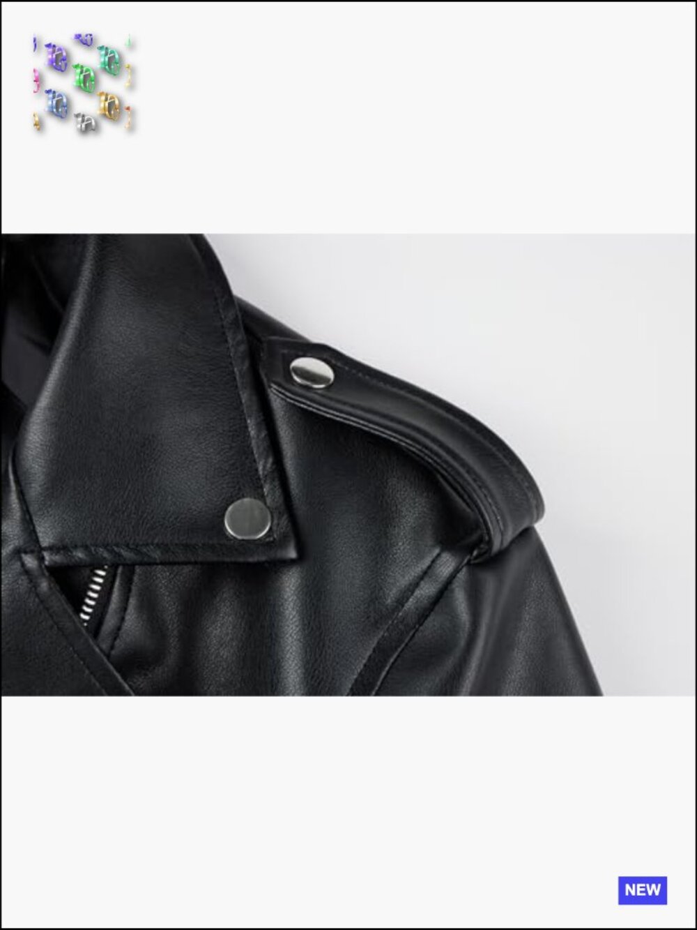 Faux Leather Moto Jacket Zip Up Cropped Motorcycle Coat with Pockets - Picture 6 of 6